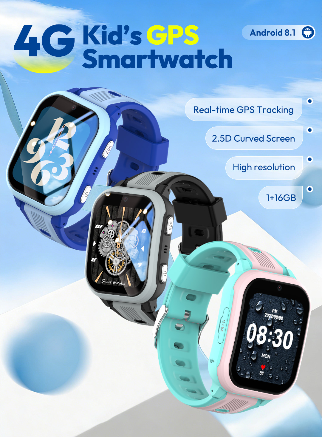 Smartwatch Watches For Kids With Gps - KT41 Smartwatch - 4G Telefoon Kinderhorloge