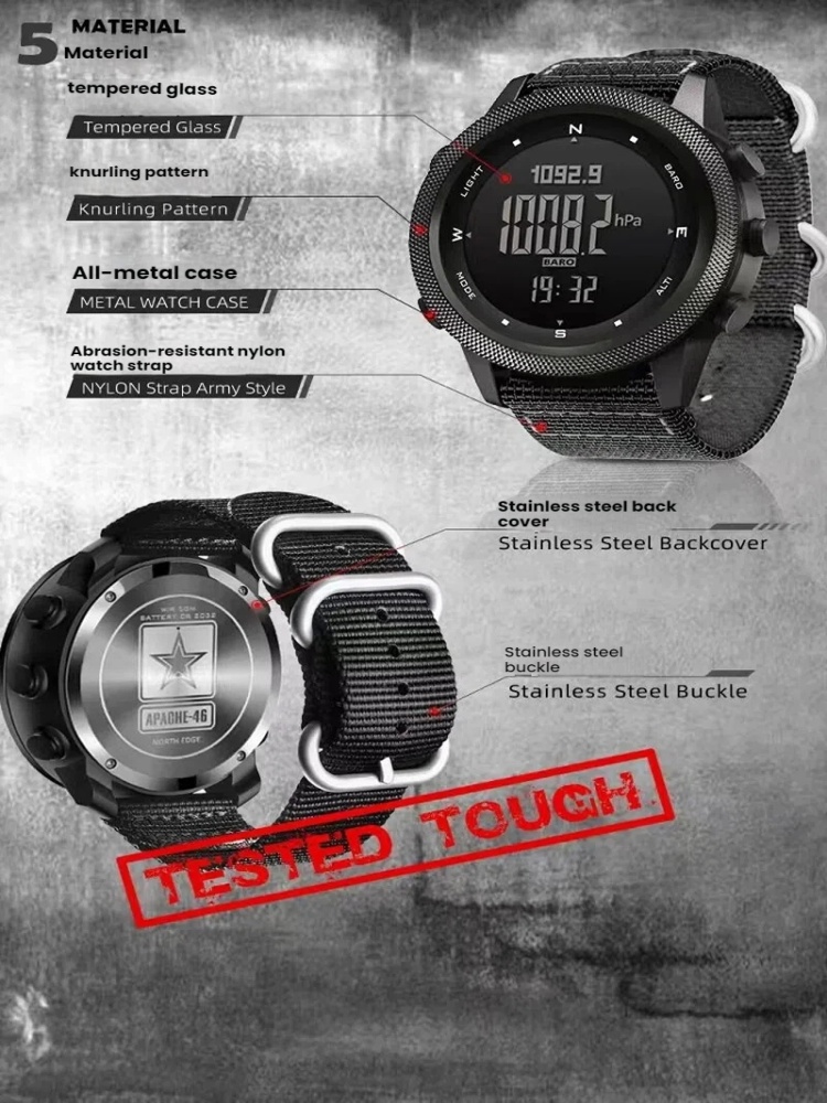 NORTH EDGE Apache46 Heren Outd - Altimeter Compass Watch recensie en prijs